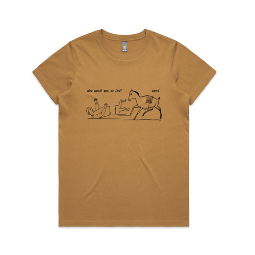 Why Would You Weird Tee by Lonely Kids Club. All clothing from our T-shirts to our shorts and hoodies are ethically made, and printed packed and shipped from Sydney.