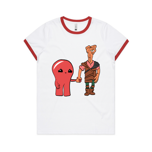 Plasmo and Corredor Ringer Tee by Lonely Kids Club. All clothing from our T-shirts to our shorts and hoodies are ethically made, and printed packed and shipped from Sydney.