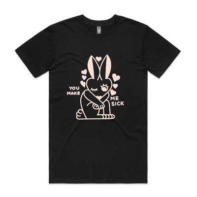 You Make Me Sick Tee by Lonely Kids Club. All clothing from our T-shirts to our shorts and hoodies are ethically made, and printed packed and shipped from Sydney.