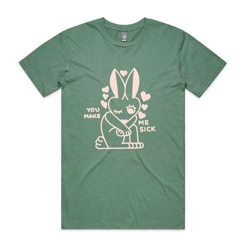 You Make Me Sick Tee by Lonely Kids Club. All clothing from our T-shirts to our shorts and hoodies are ethically made, and printed packed and shipped from Sydney.